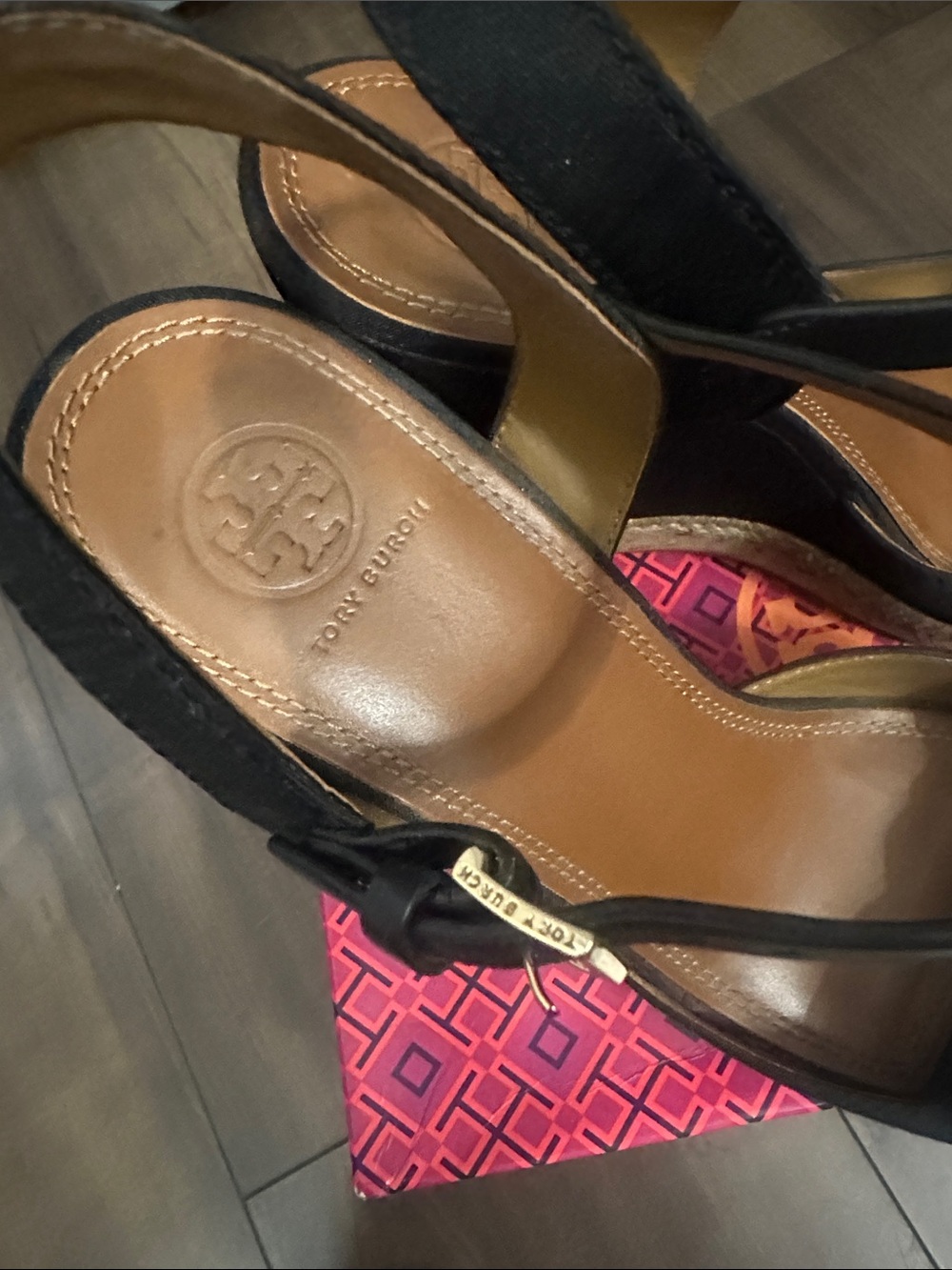 Tory Burch Black Bow Espadrille Wedge Sandals - Picture 3 of 7